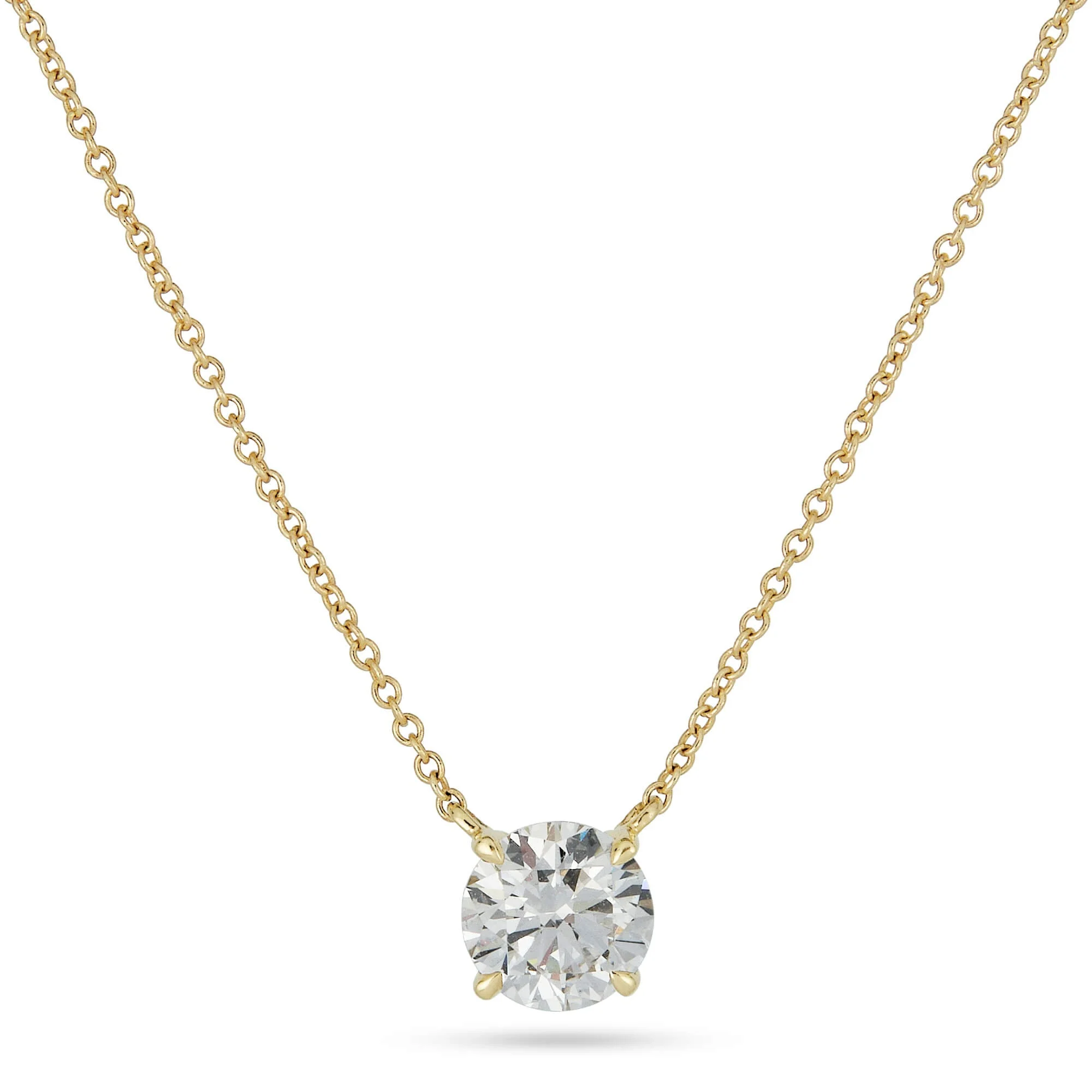 LAB-Created Classic Solitaire Necklace - 1