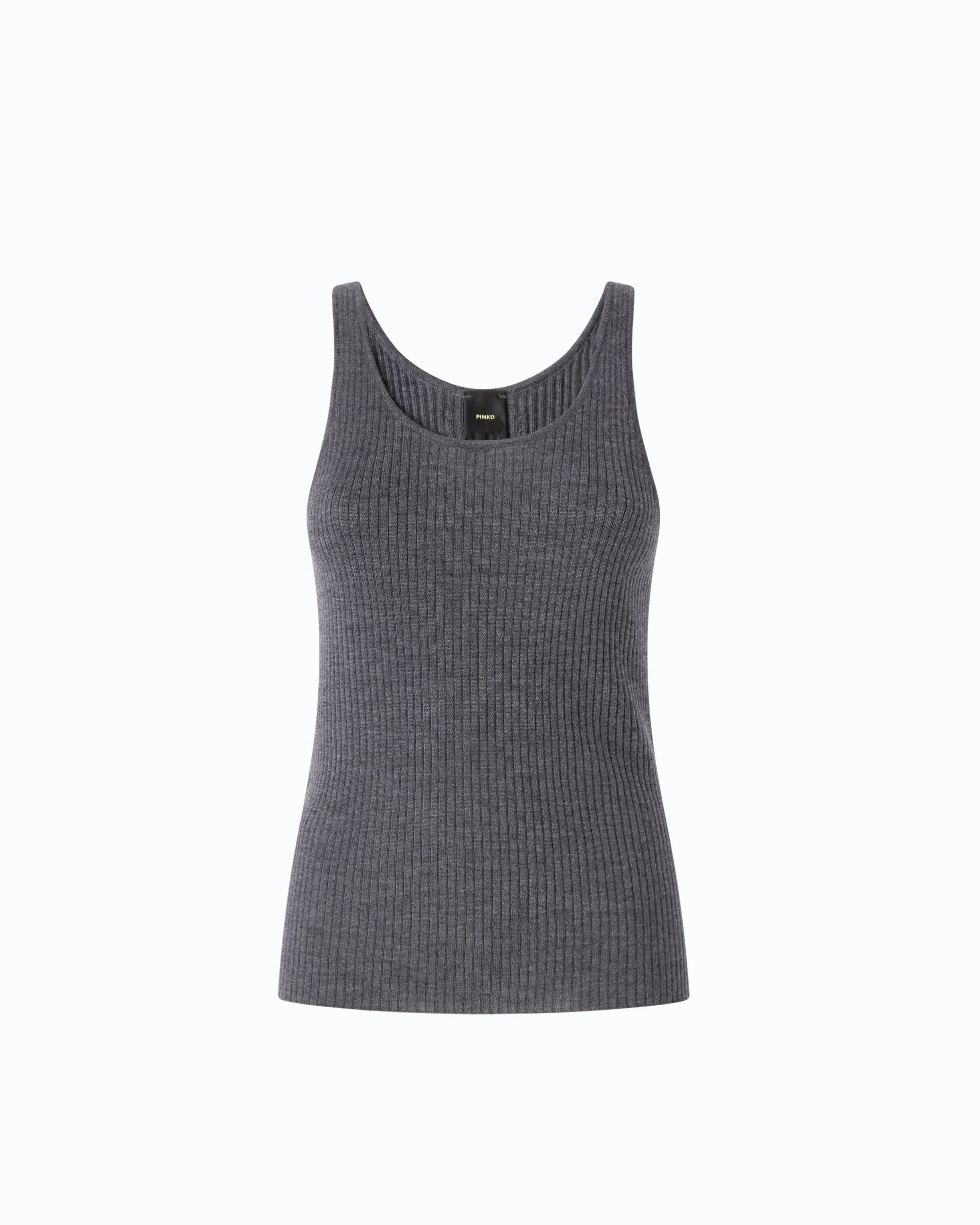 RIBBED MERINO WOOL VEST TOP - 1