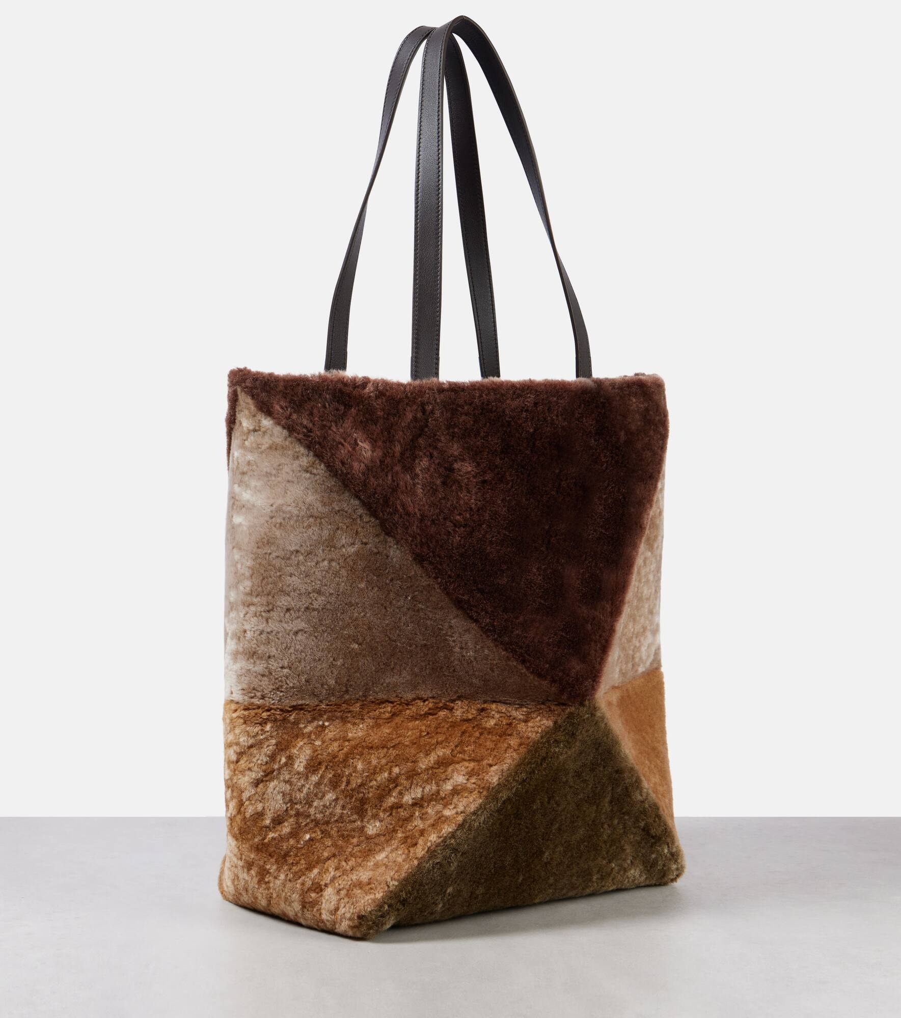 Puzzle Fold Large shearling tote bag - 4