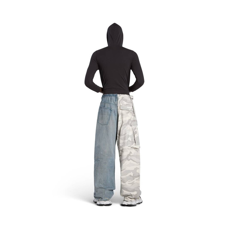 Grayscale Camo Hybrid Baggy Pants in Light Blue 4