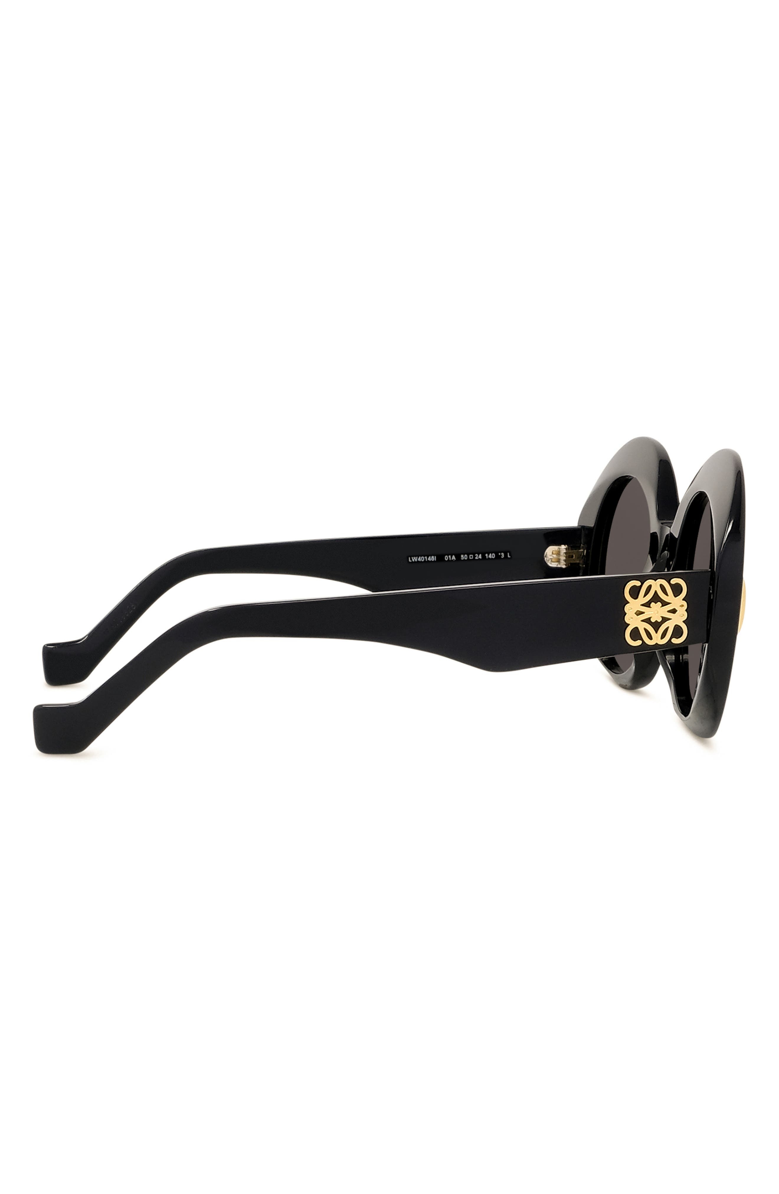 Loewe Anagram 50mm Oval Sunglasses in Shiny Black /Smoke at Nordstrom - 7