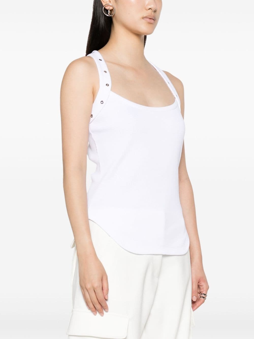 eyelet-embellished ribbed-knit tank top - 3