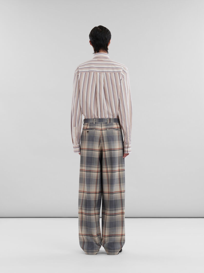 GREY CHECKED WOOL PLEATED TROUSERS - 3