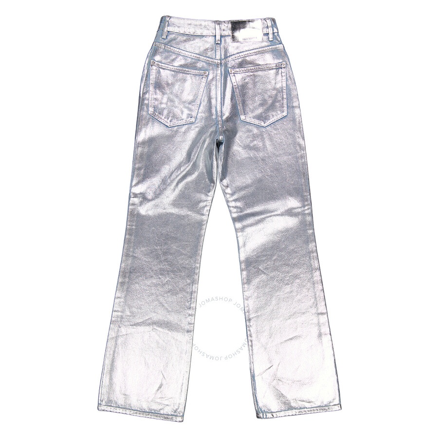 Rabanne Ladies Straight Leg Metallic Denim Jeans - 6
