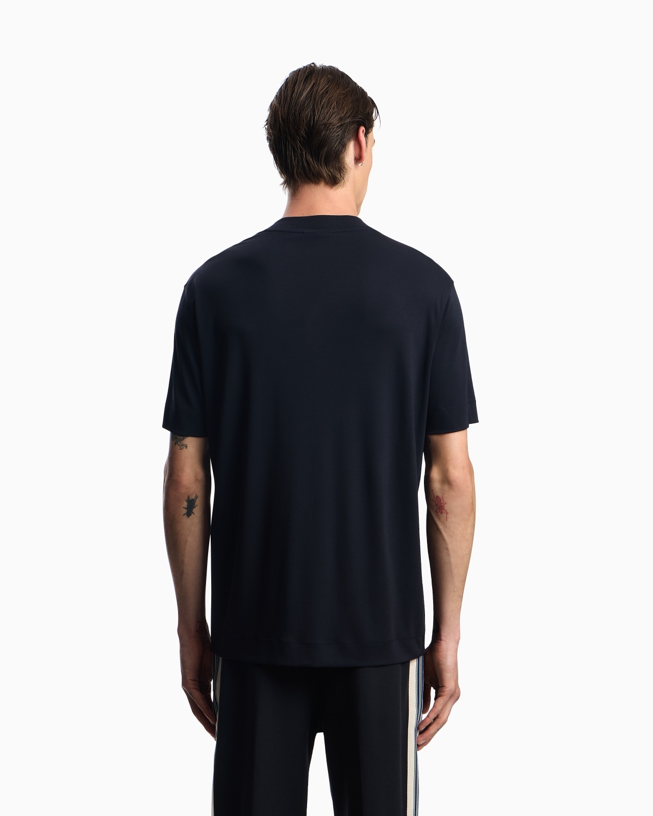 MODAL JERSEY V-NECK T-SHIRT WITH MICRO EAGLE EMBROIDERY - 3