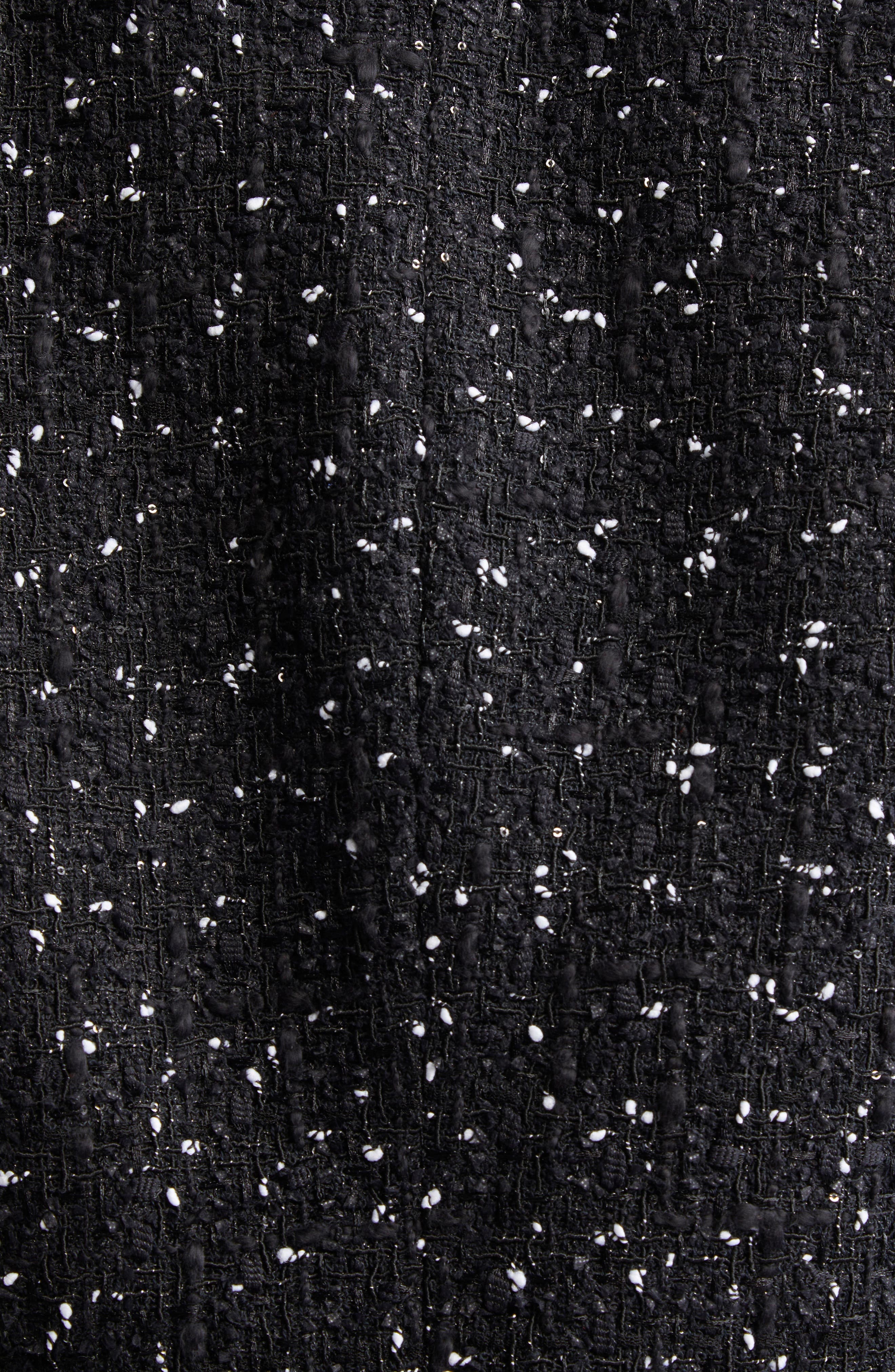 Balmain Chain Strap Polka Dot Tweed Fit & Flare Dress in Blk/White at Nordstrom - 7
