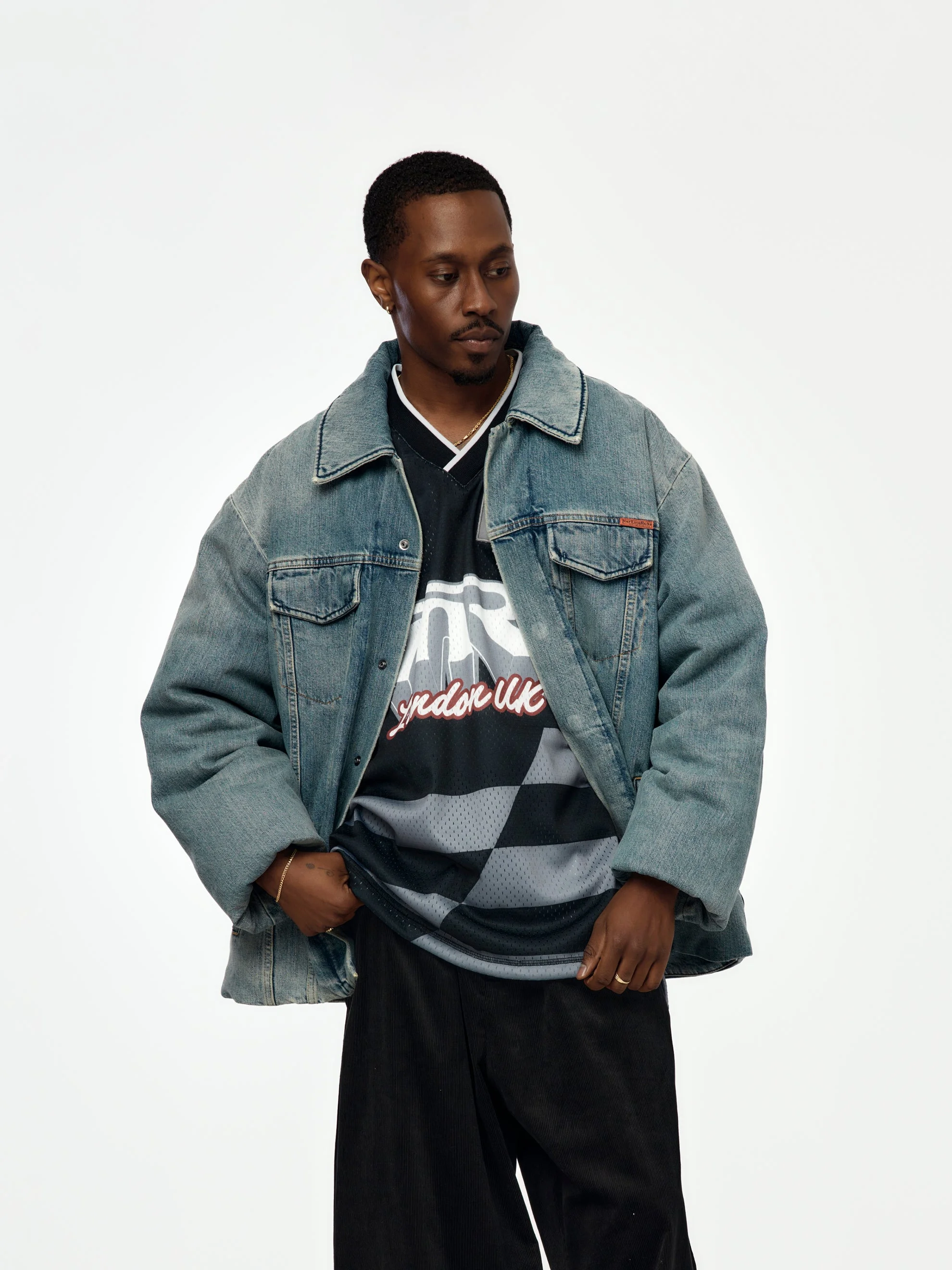 PADDED DENIM JACKET (BLUE) - 1