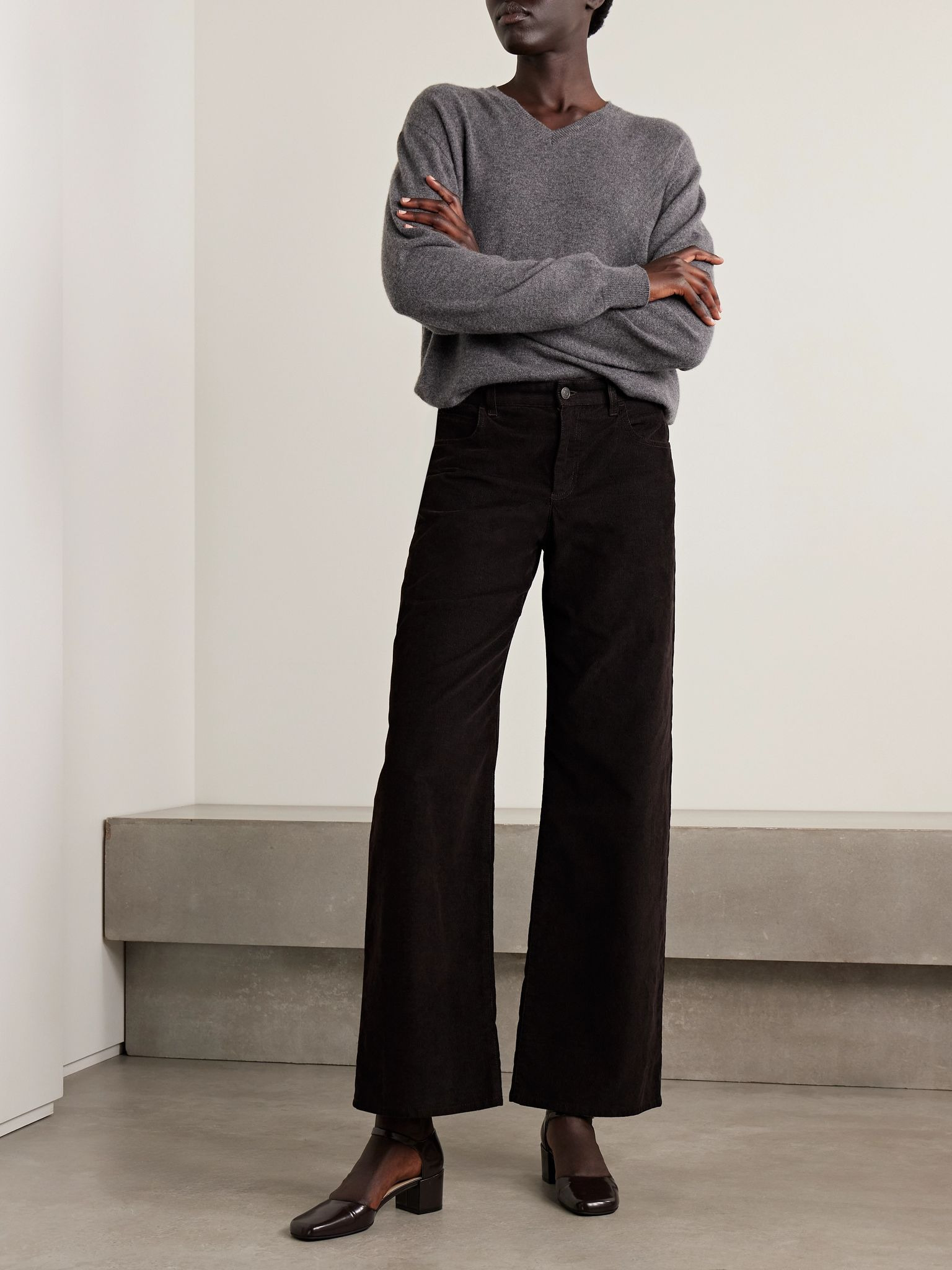 Eglitta cotton-blend corduroy straight-leg pants Brown - 2