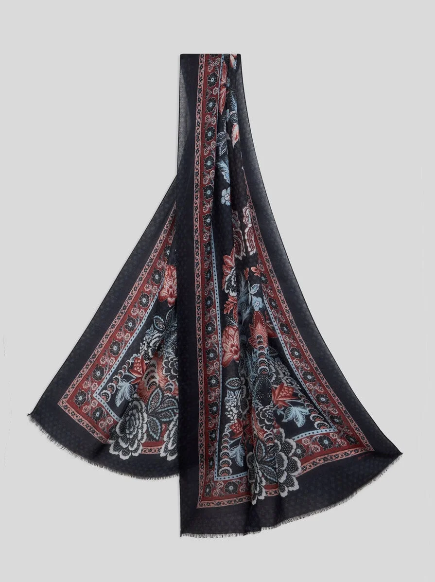 WOOL AND CASHMERE JACQUARD SCARF - 1