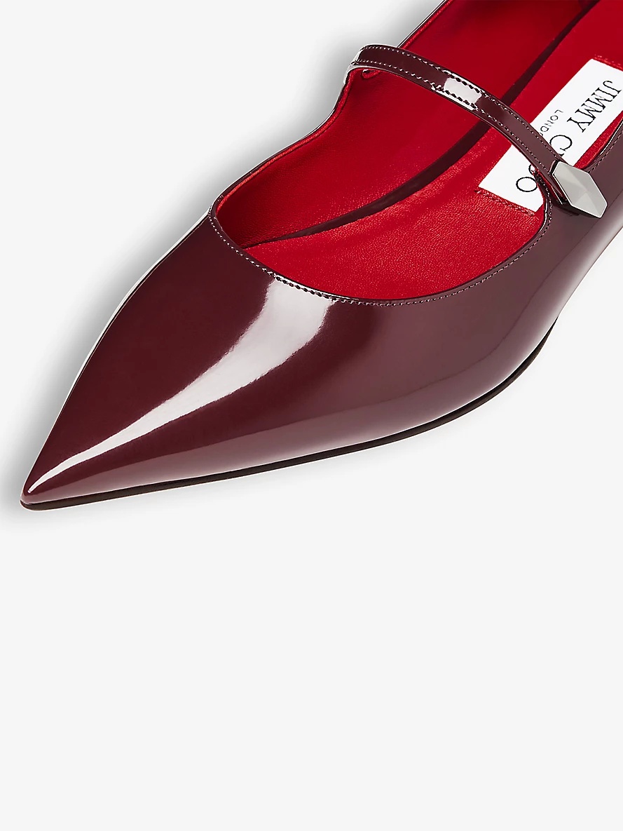 Carolyn pointed-toe flat patent-leather pumps - 5