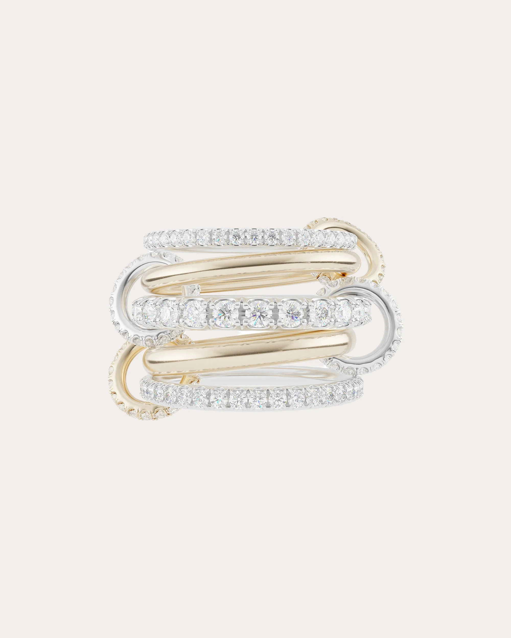Alia 18K Two-Tone Gold Diamond Linked Rings - 1