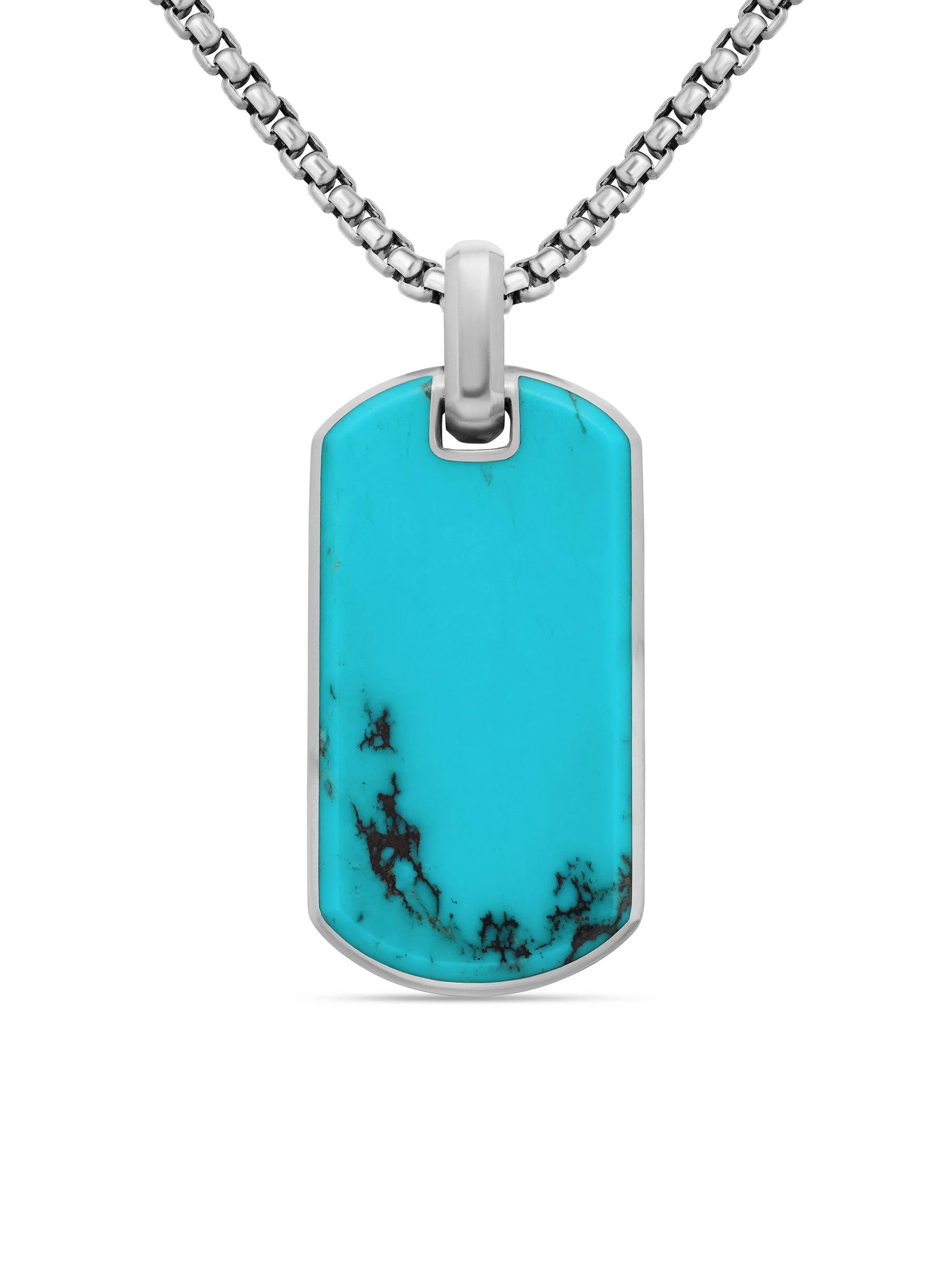 Men's Chevron Tag in Sterling Silver - American Turquoise - 1