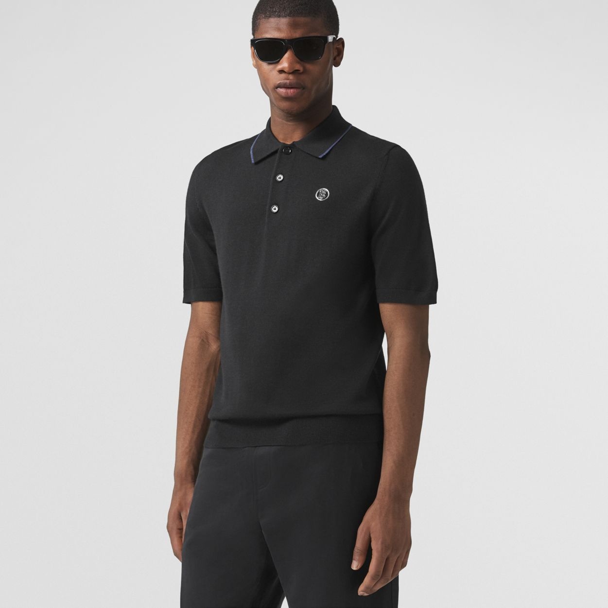 Monogram Motif Wool Silk Cashmere Polo Shirt - 5