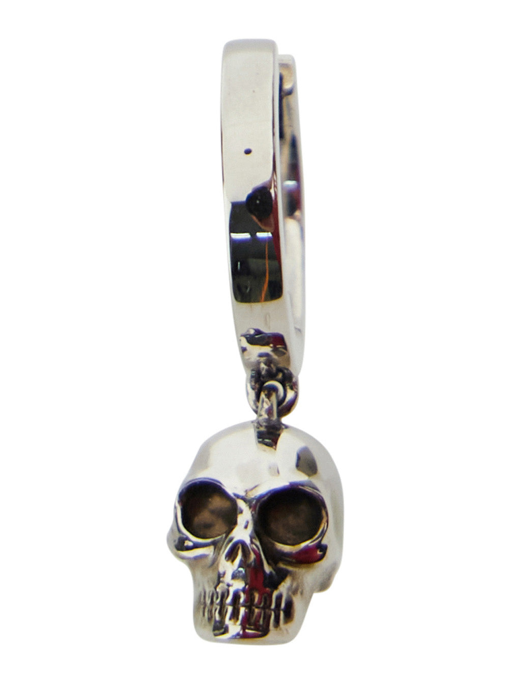 Alexander Mcqueen Men Silver-Colored Single Hoop With Skull-Shaped Pendant In Brass Man - 1