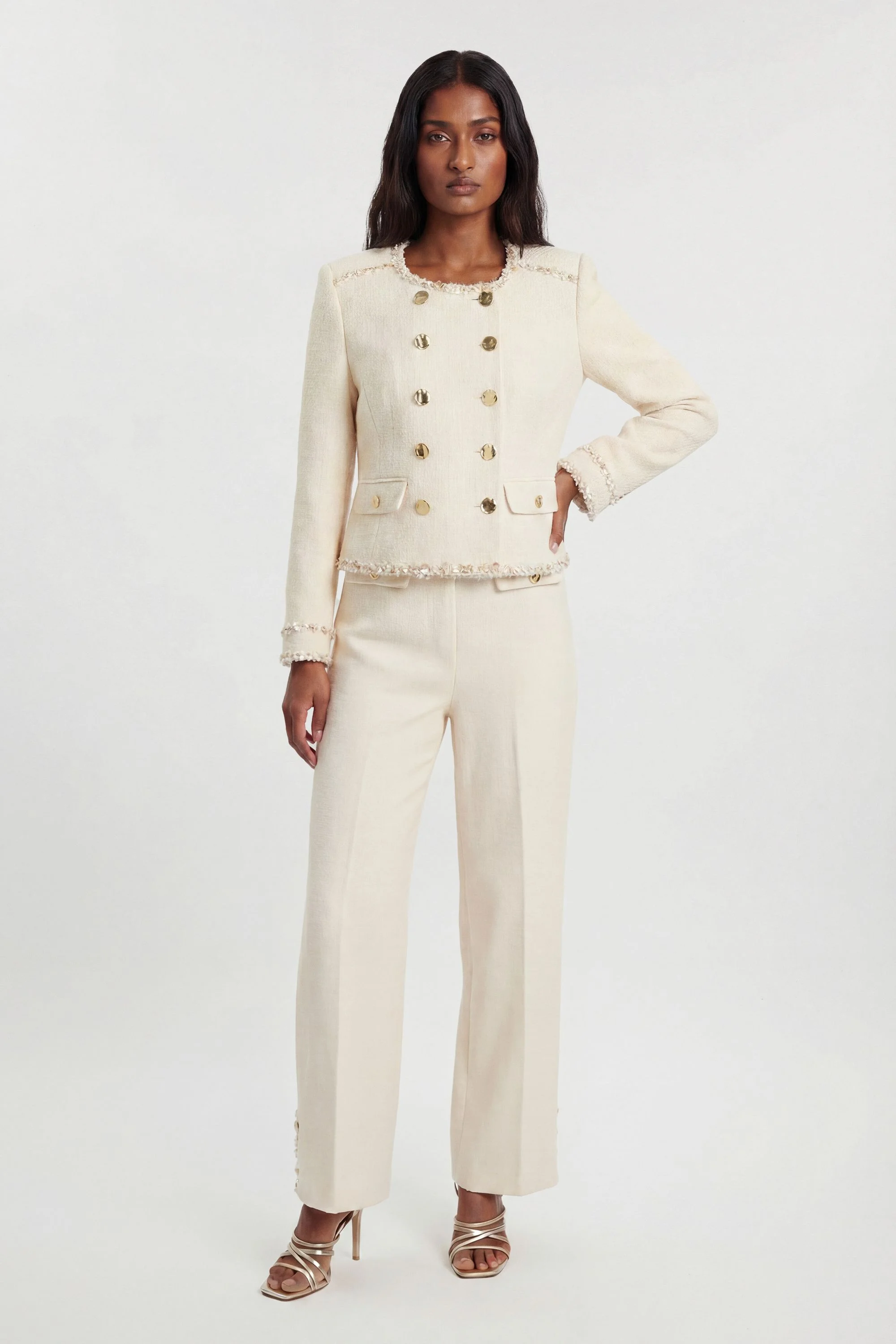 Tweed Embellished Trim Tailored Jacket - 1