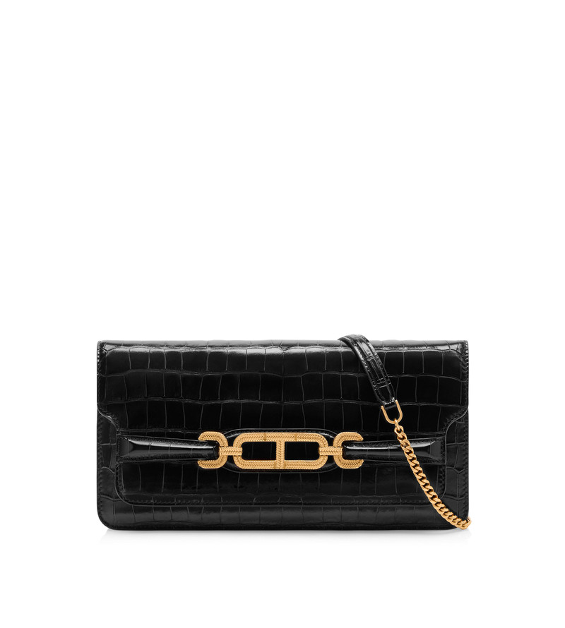 PRINTED CROC LEATHER WHITNEY E/W SHOULDER BAG 1