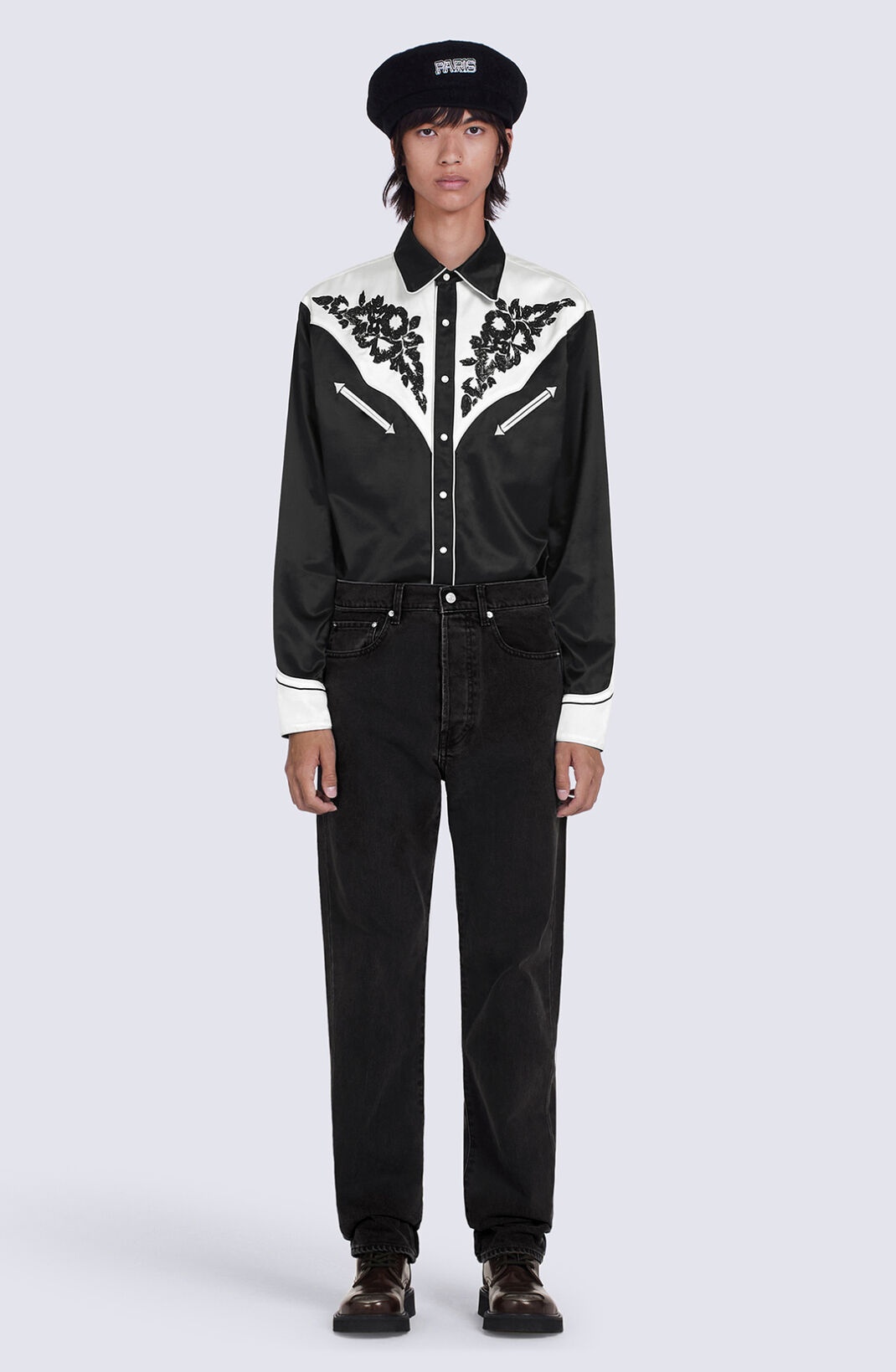 'Western Flower' casual satin shirt - 3
