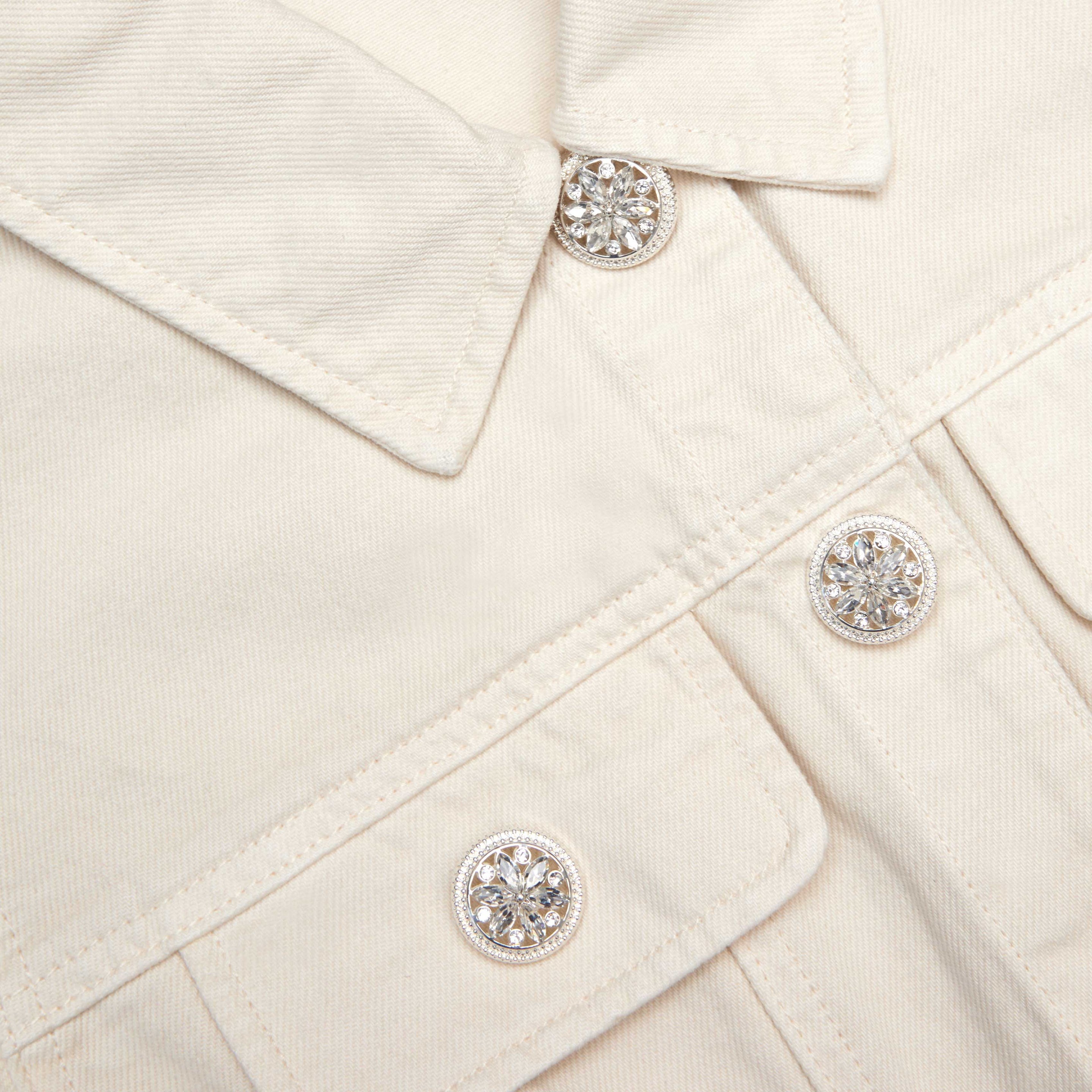 Cream Collared Denim Mini Dress - 5