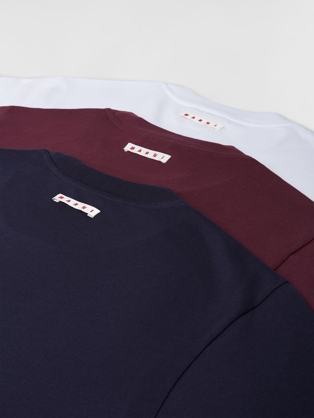 NAVY BLUE WHITE AND BURGUNDY COTTON T-SHIRT 3-PACK - 4