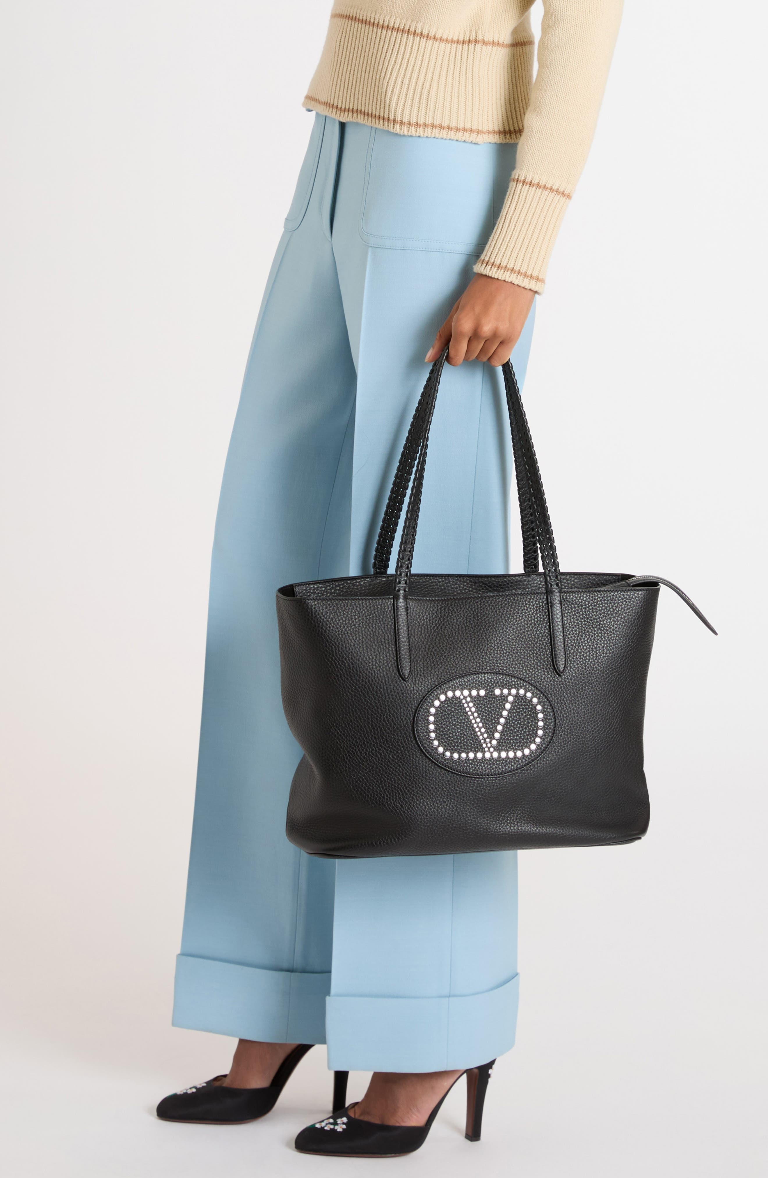 Valentino Garavani Nellcôte Leather Shopper in Nero at Nordstrom - 2