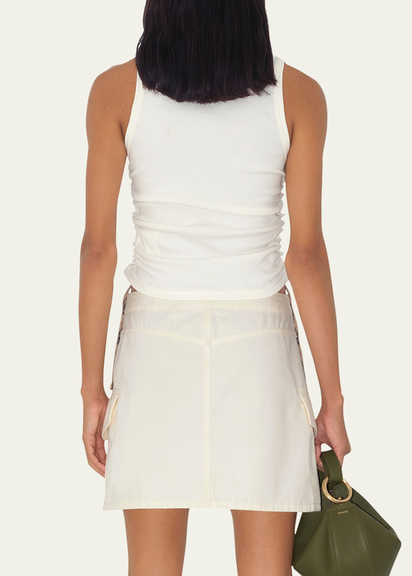 Ruched Check Drawstring Tank Top - 3
