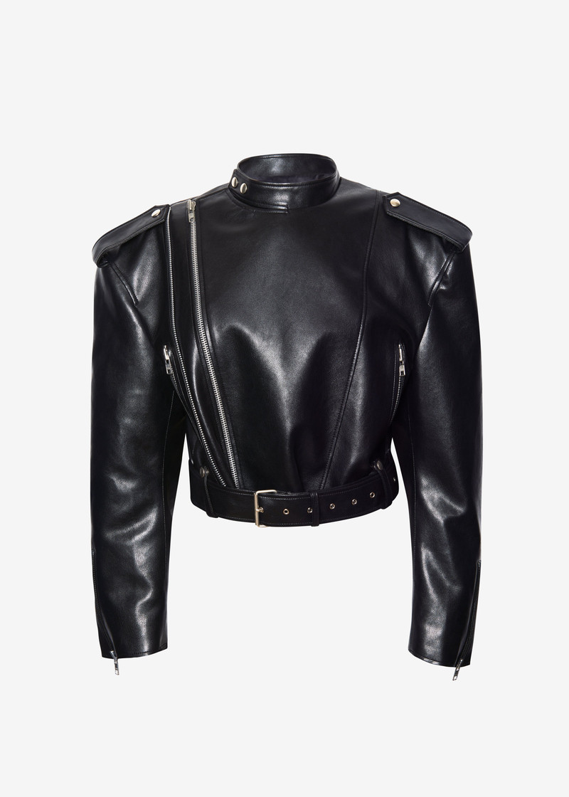 Teagan Boxy Faux Leather Jacket - Black 1