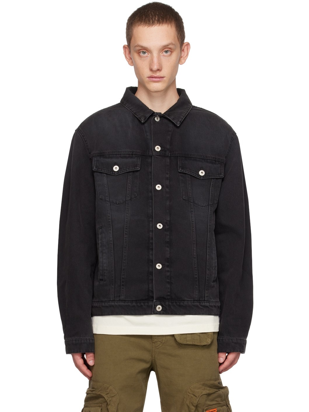 Heron Preston Black Regular Denim Jacket | ssense | REVERSIBLE