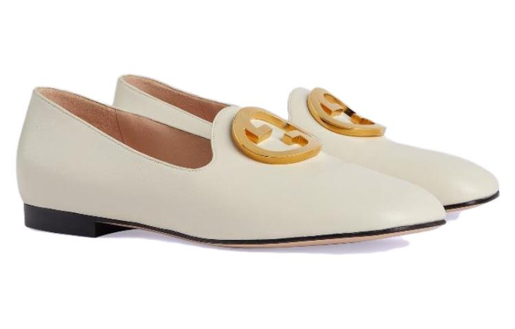 (WMNS) Gucci Logo Plaque Loafers 'White' 723395-C9D00-9022 - 3