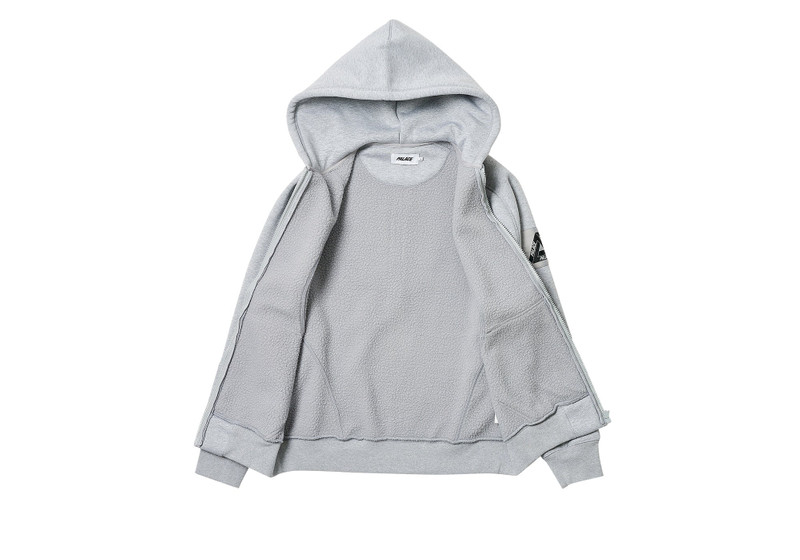 PALACE BONDED SHERPA ZIP HOOD GREY MARL outlook