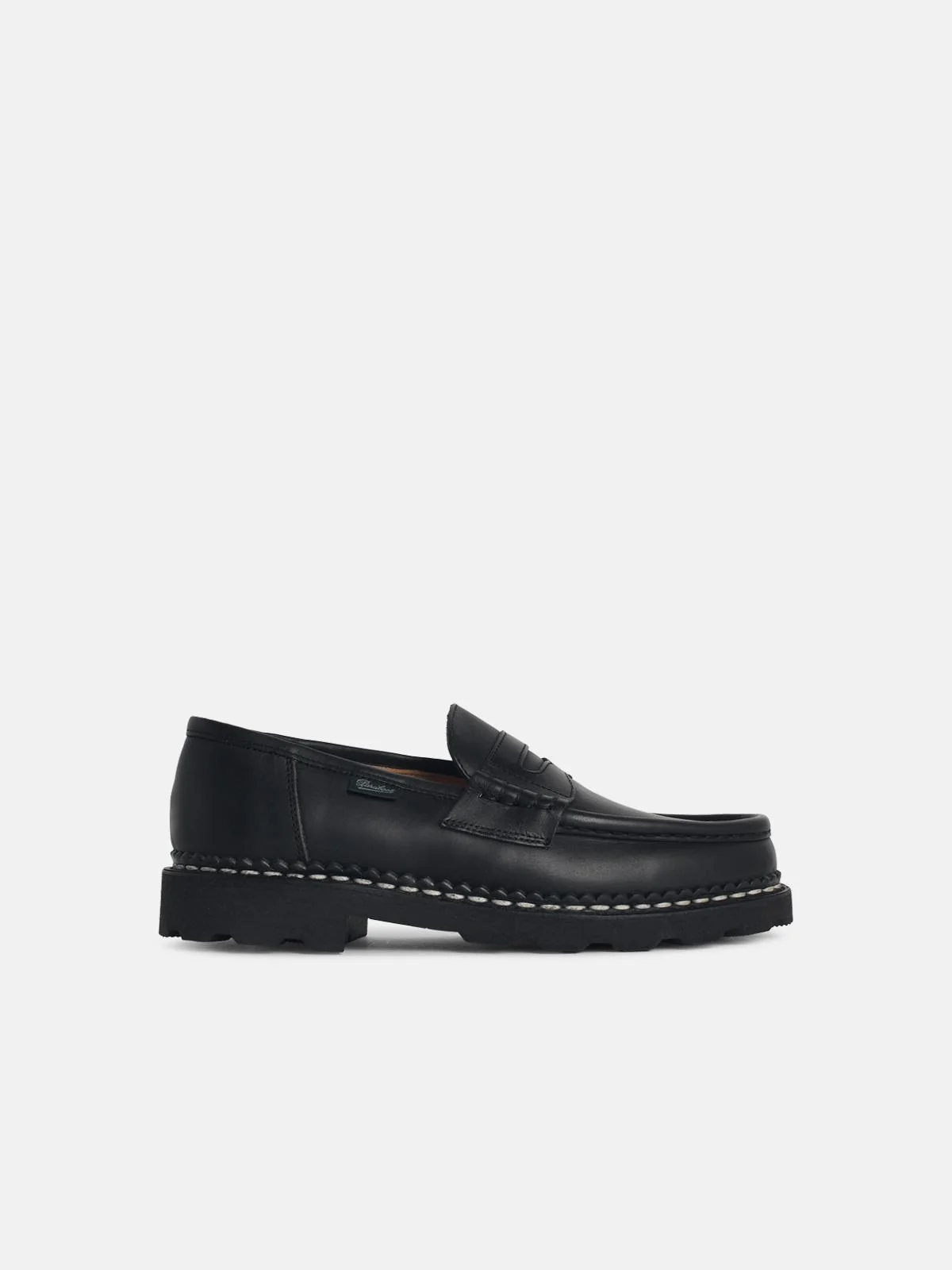 'REIMS' SMOOTH BLACK LEATHER LOAFERS - 1