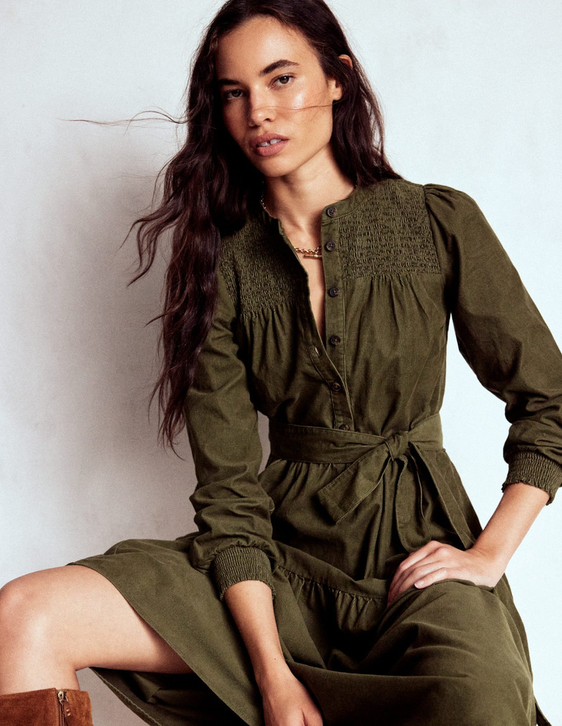 Cecily Cord Midi Dress-Woodland Green 5