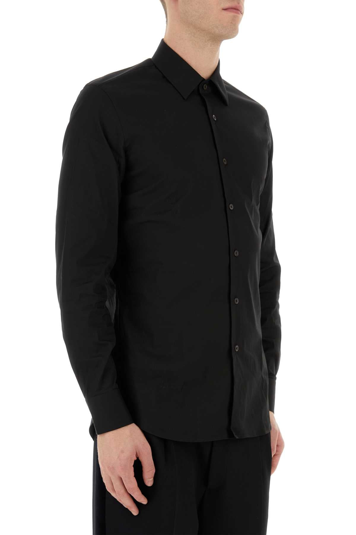 Prada Men Black Stretch Poplin Shirt - 3