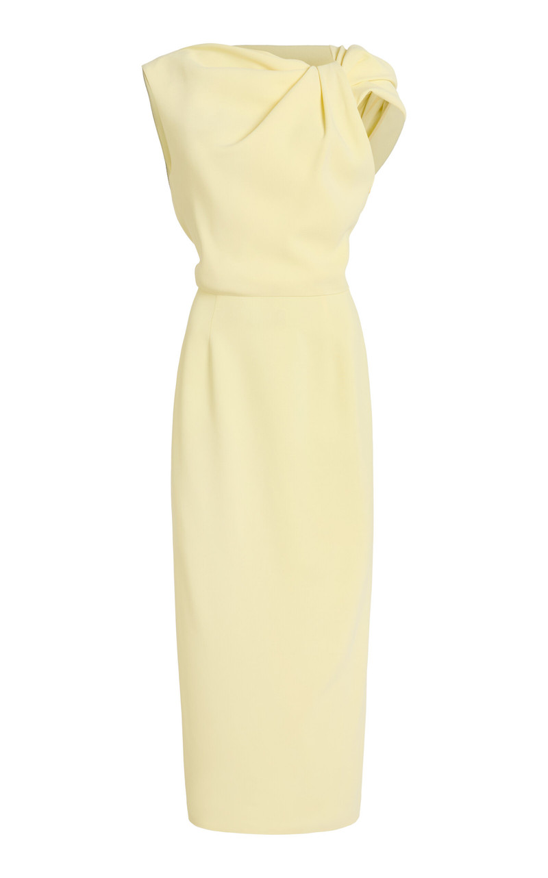 Draped Crepe Midi Dress yellow 1