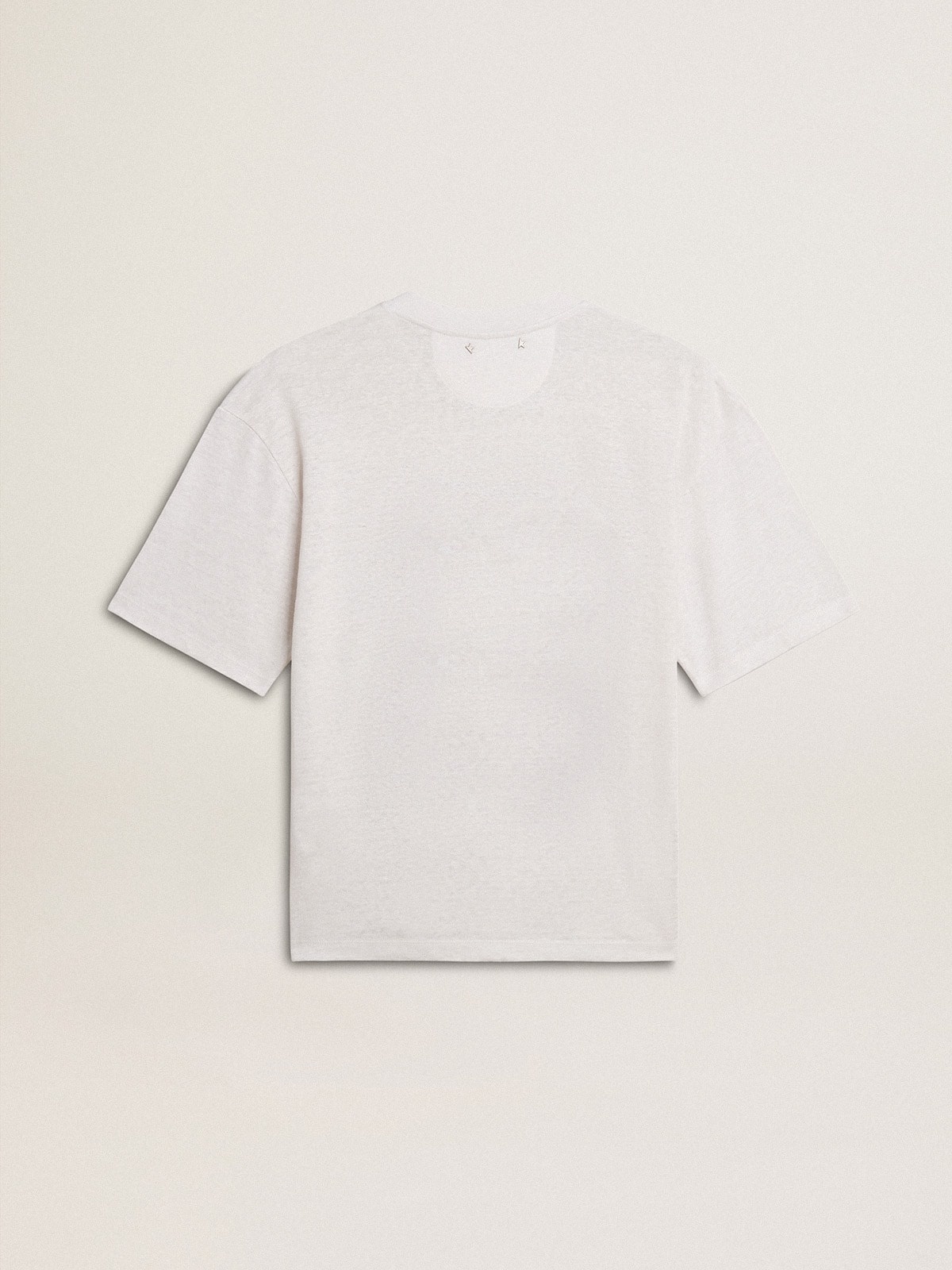 Women's lightweight white linen T-shirt with print - 5