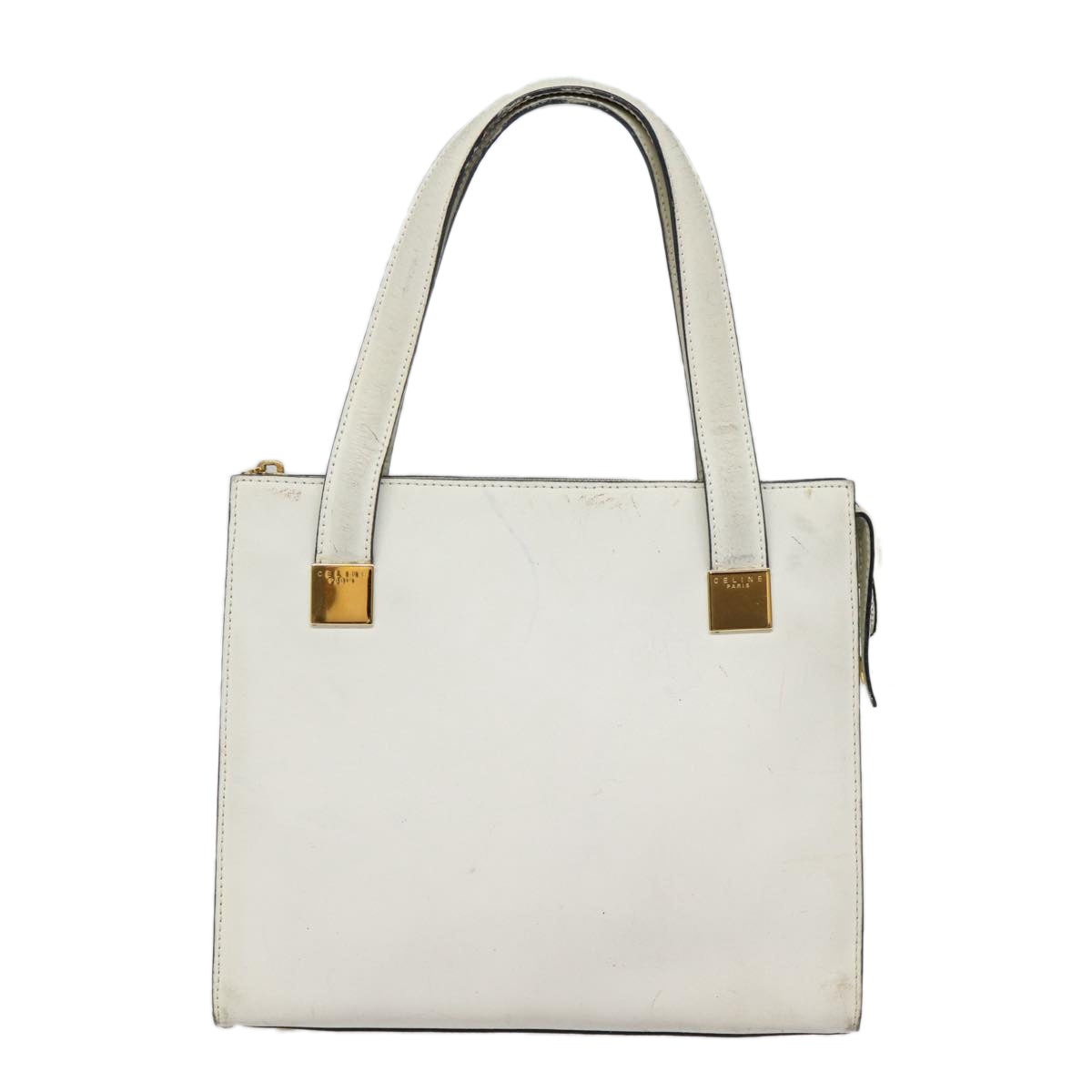 CELINE Hand Bag Leather White Gold - 13