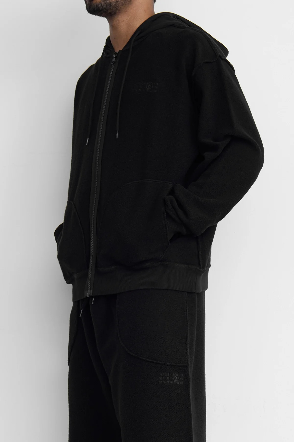 MM6 Reversed Sweat Zip Up Hoodie Black - 5