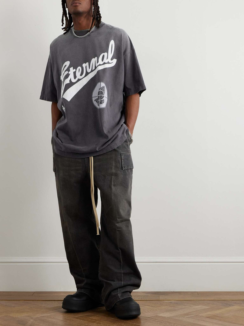 SAINT M×××××× + Fear of God Distressed Printed Cotton-Jersey T-Shirt outlook