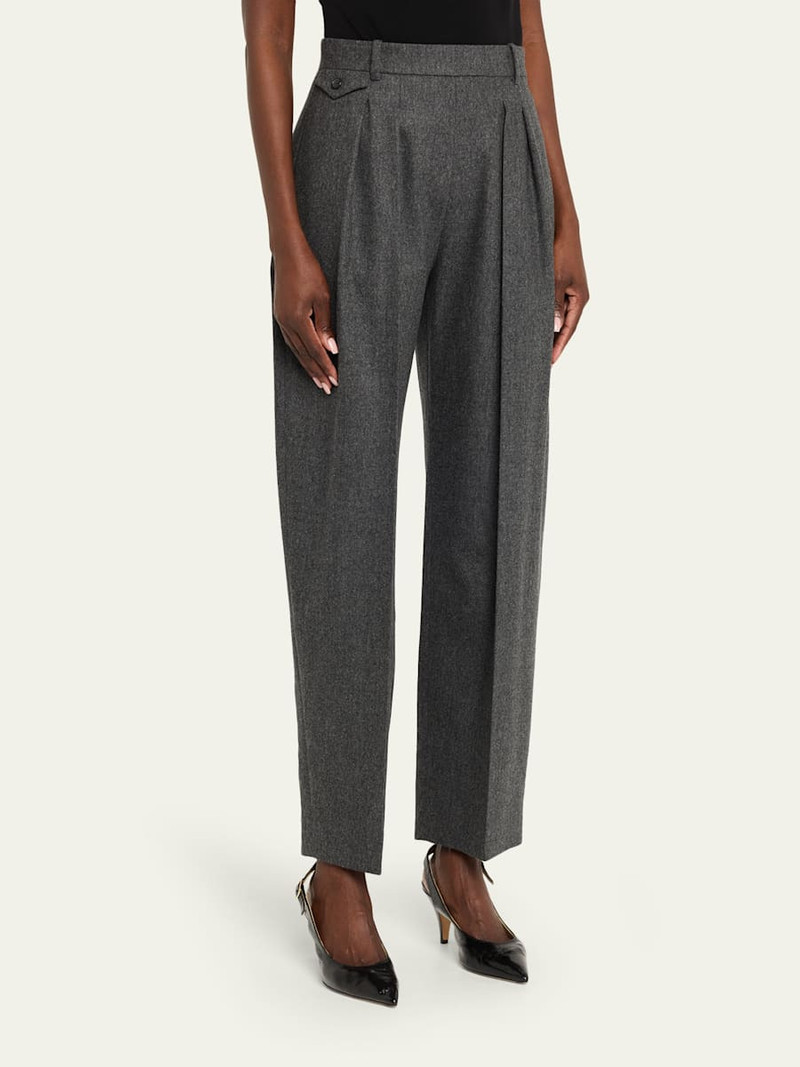 KHAITE Dugan Pleated Tapered-Leg Ankle Pants outlook