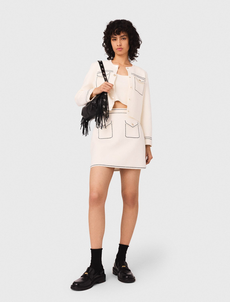 maje Mini topstitched knit skirt outlook