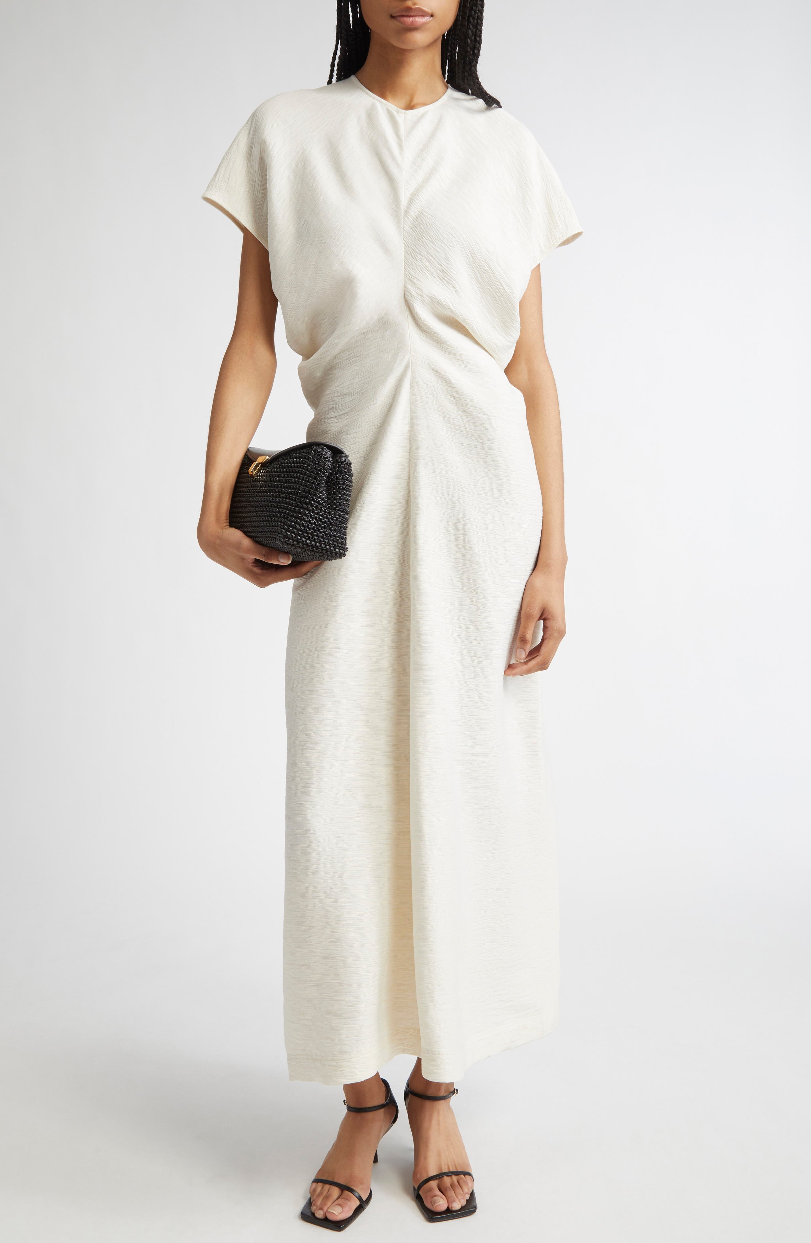 TOTEME Crinkle Texture Knit Maxi Dress in Cream at Nordstrom - 1