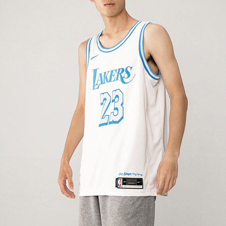 Nike NBA City Edition Lakers LeBron James Dri-FIT Swingman Jersey Vest Mens White CN1737-102 - 4