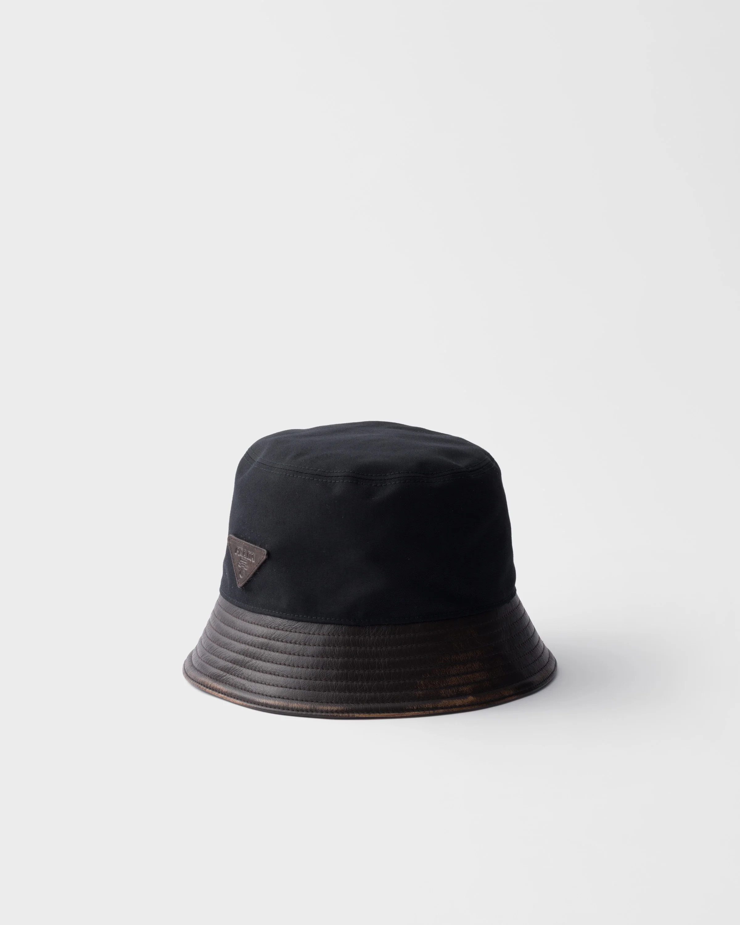 Technical cotton and leather bucket hat - 1