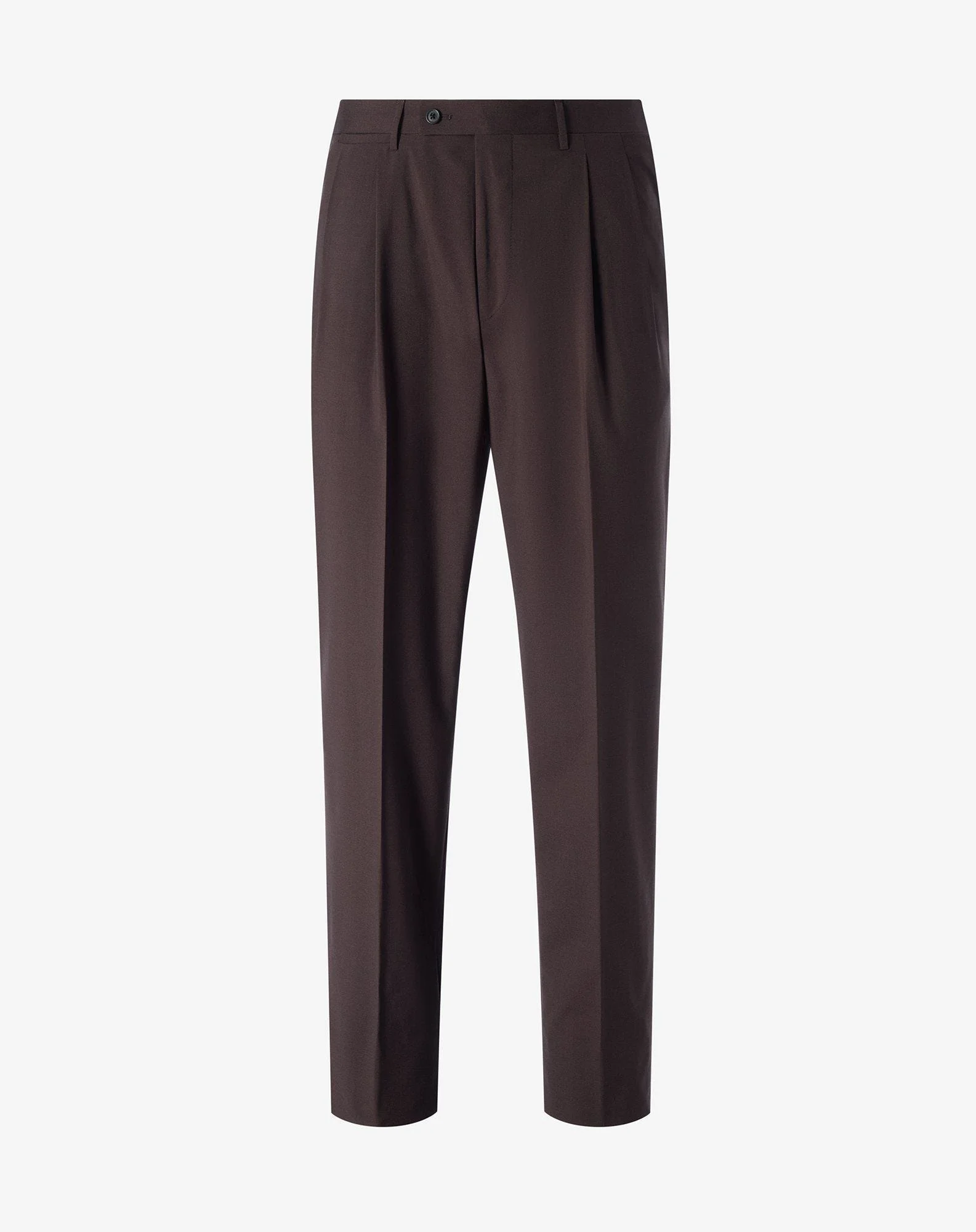 Brown 160's wool and stretch silk trousers - 1