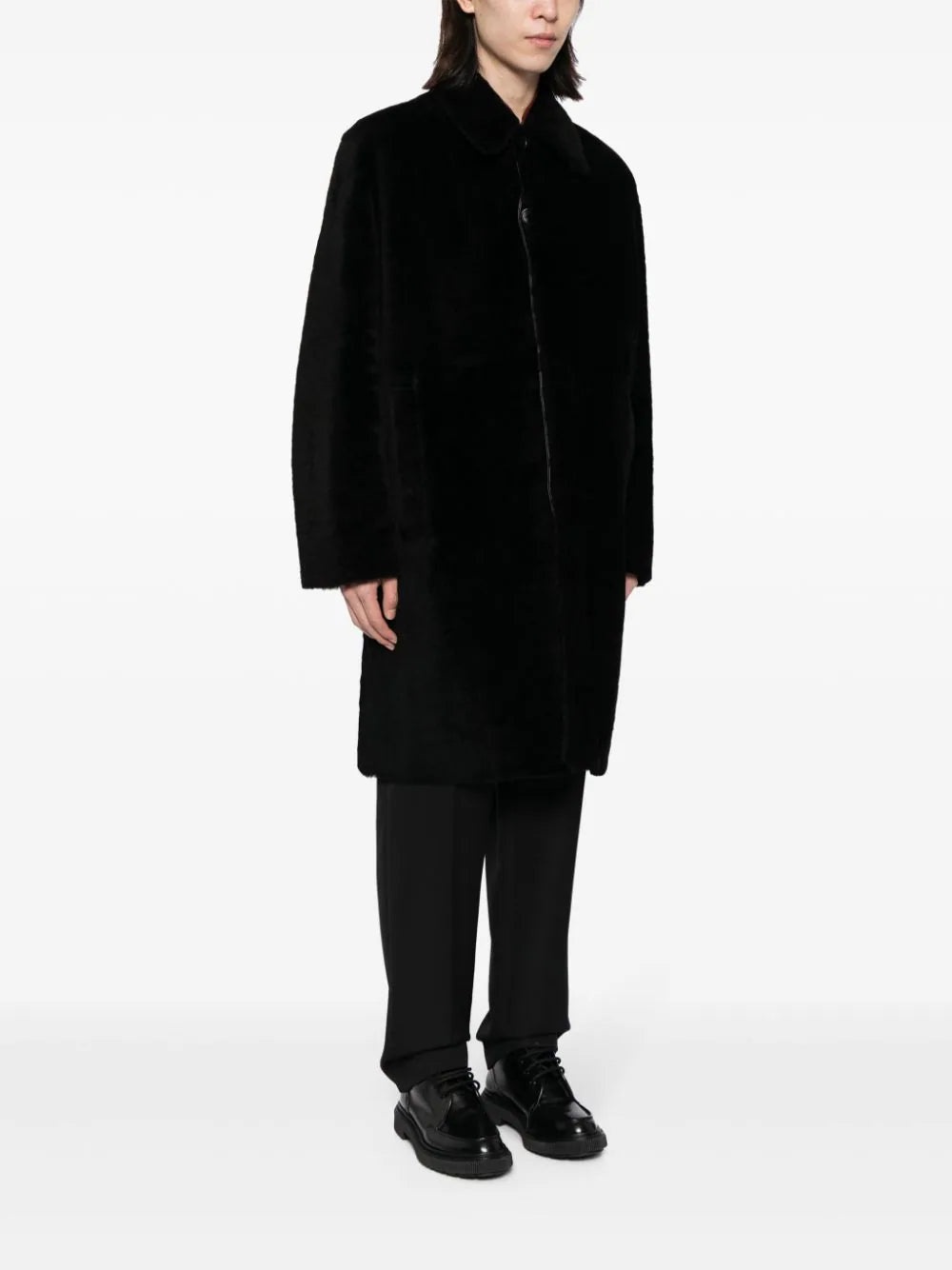 SINGLE-BREASTED LEATHER COAT - 3