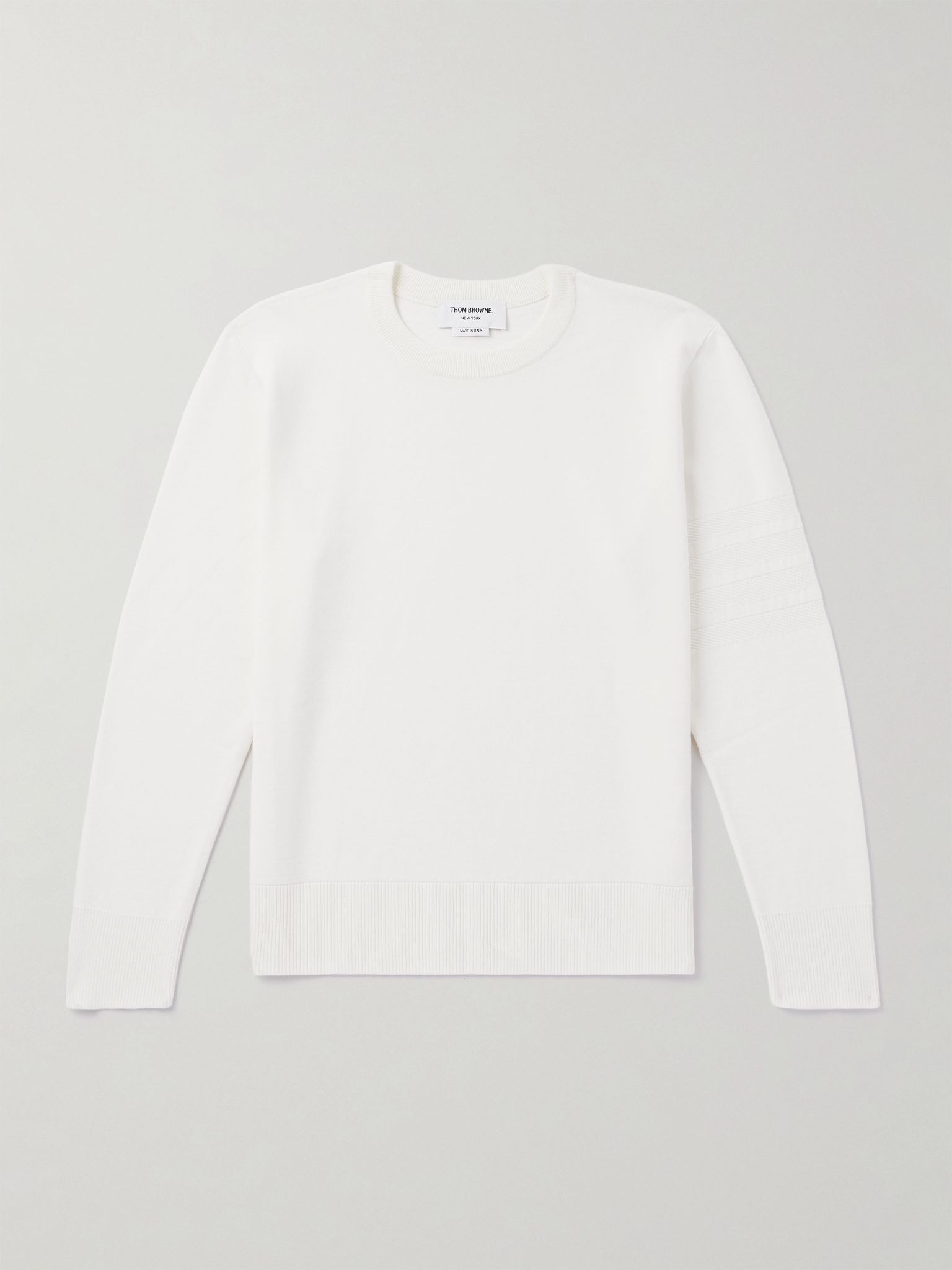 Jacquard-Trimmed Virgin Wool-Blend Sweater White - 1
