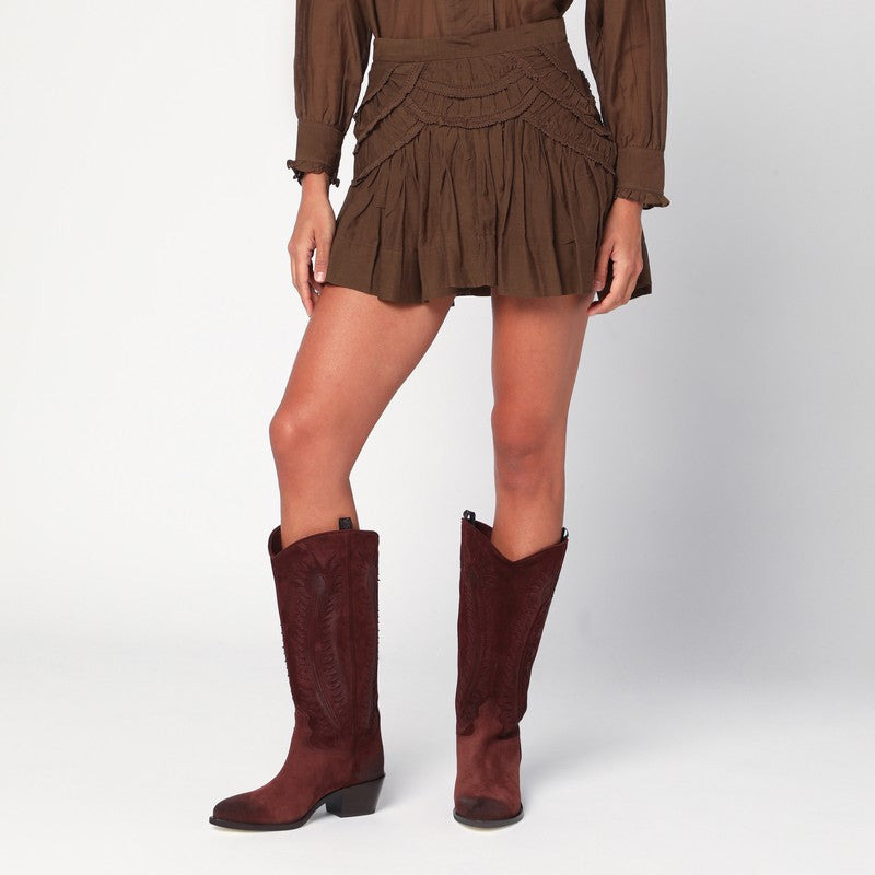 ISABEL MARANT Étoile Khaki Ceola skirt with ruffles - 1