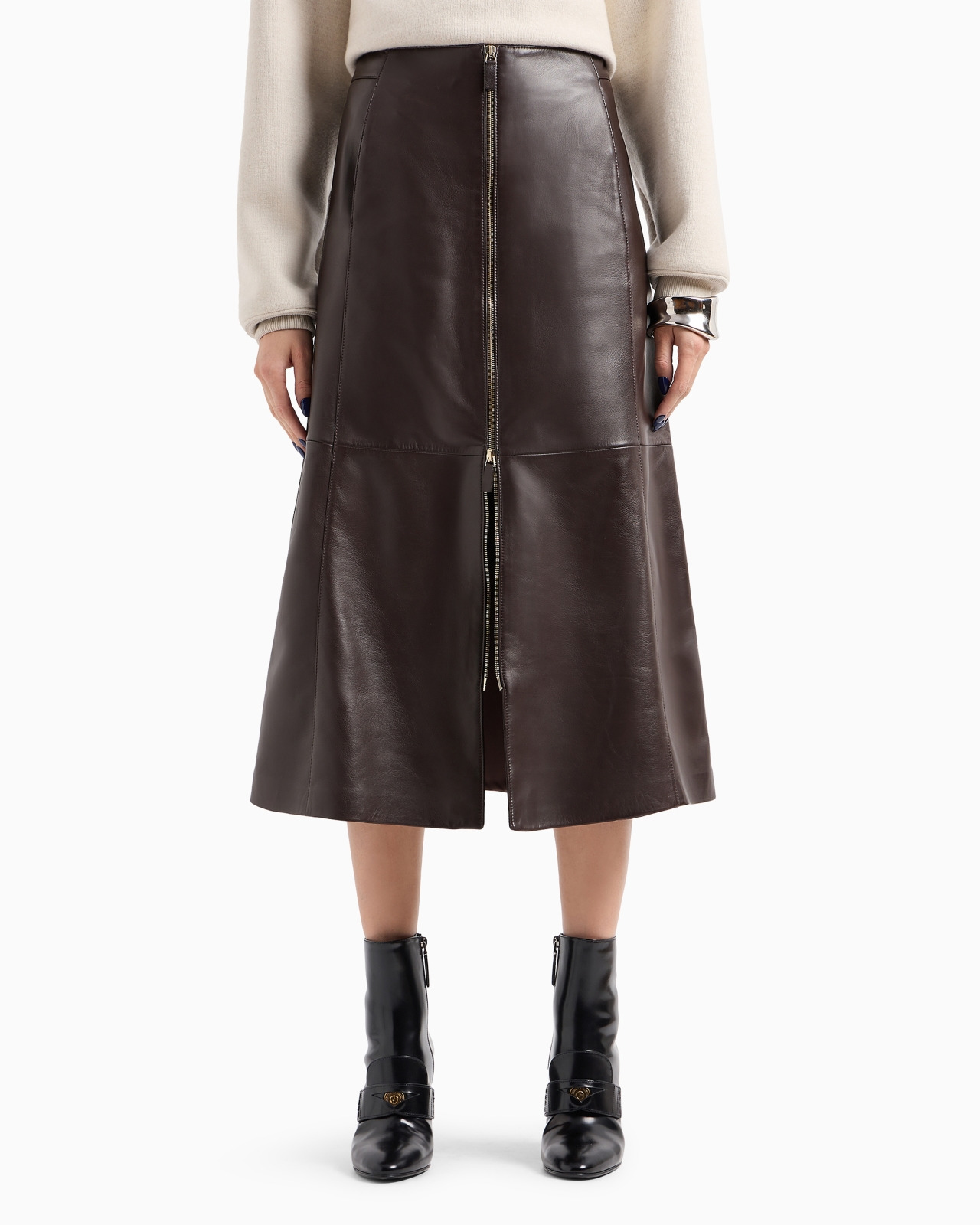 NAPPA LEATHER MIDI SKIRT - 4