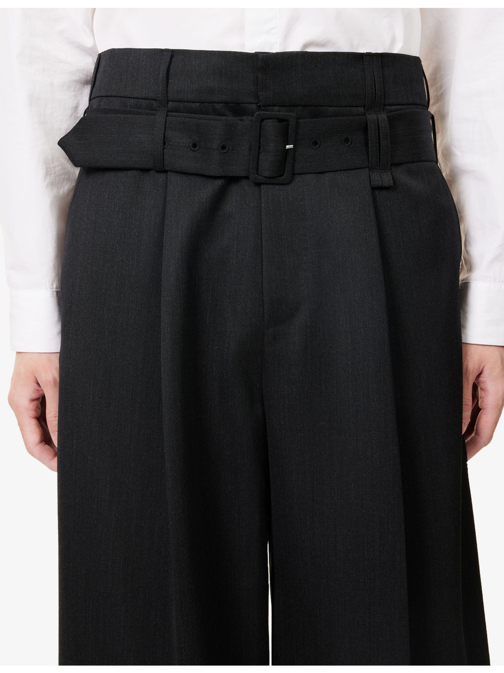 Belted Wide-Leg Wool-Blend Trousers - 5