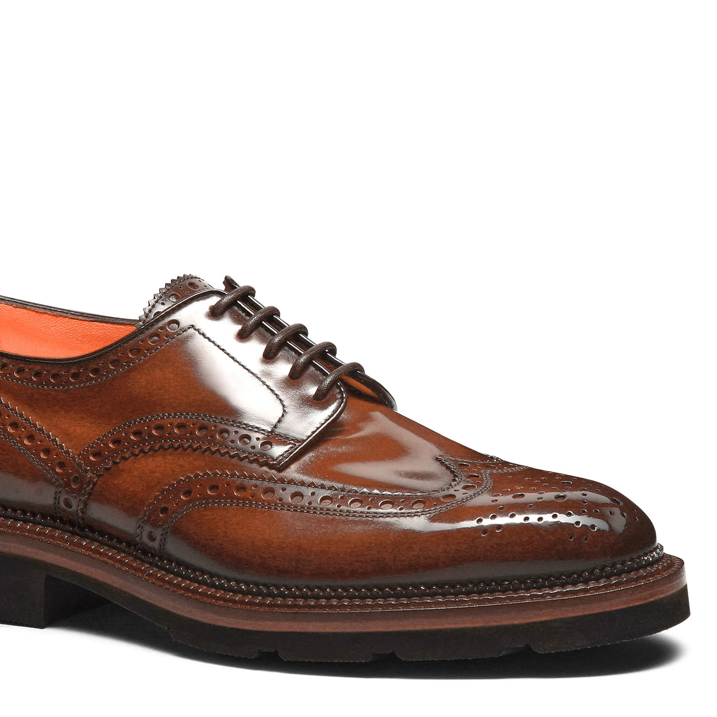 Men's brown leather Derby brogue shoe - 6