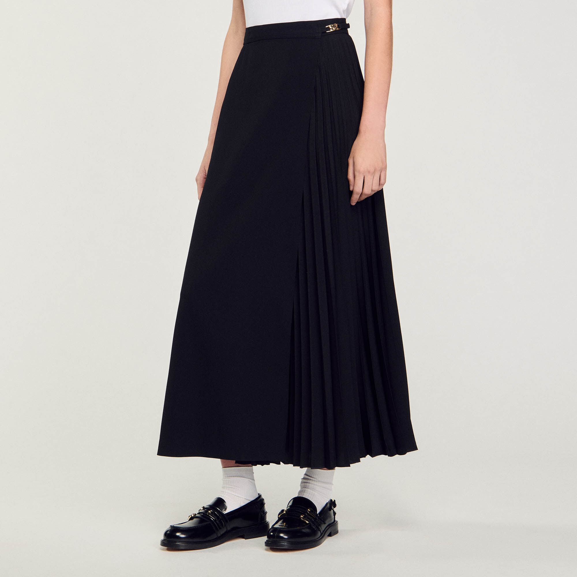 CURB CHAIN BUCKLE PLEATED SKIRT - 5